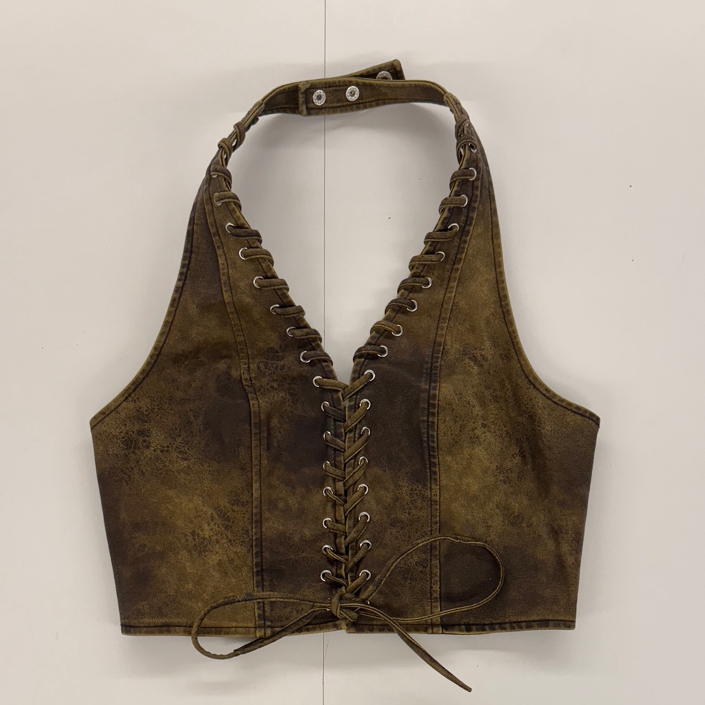 Pleather Urban Outfitters cropped halter top: NWT